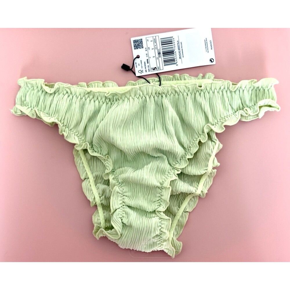 Mango Green Ruffle Bikini Panties Women’s XS S UK 8 Lingerie Frilly Discontinued